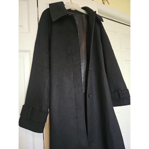 NWT Quince Italian Wool Belted Funnel Neck Coat Womens Large Black - Picture 11 of 16